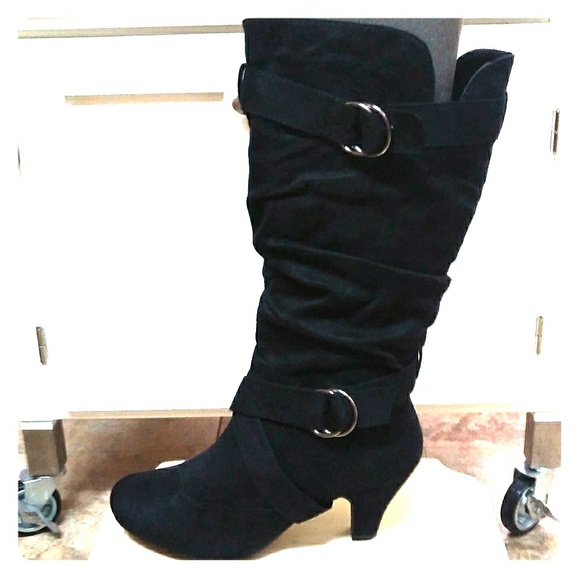 mid calf dress boots low heel
